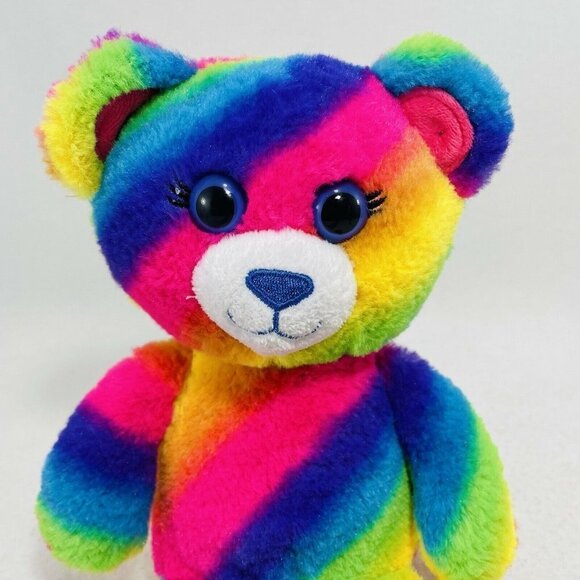 Build A Bear 9” Plush Striped Colorful Rainbow Lgbt Heart Hidden Surprise Insert - Picture 6 of 9